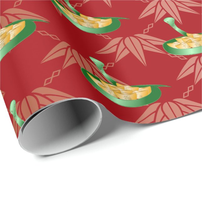 Chinesisches Neues Jahr der Schlange 2025 Glücksge Geschenkpapier (Rolleneckpunkt)