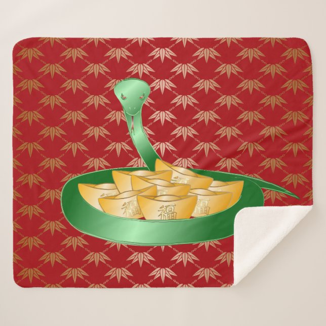 Chinesisches Neues Jahr der Schlange 2025 Glücksge Sherpadecke (Vorderseite (Horizontal))