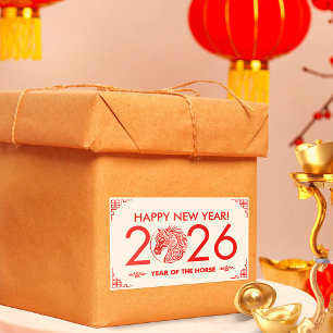 Chinesisches neues Jahr des Pferdes 2026 Rechteckiger Aufkleber