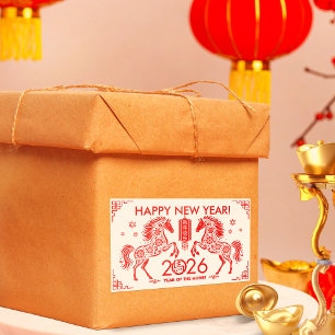 Chinesisches neues Jahr des Pferdes 2026 Rechteckiger Aufkleber