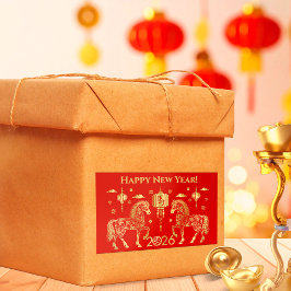 Chinesisches neues Jahr des Pferdes 2026 Rechteckiger Aufkleber