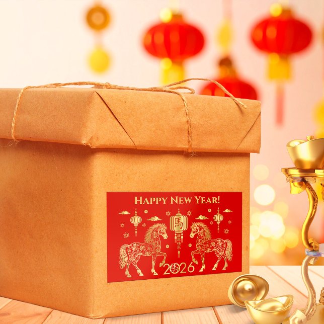 Chinesisches neues Jahr des Pferdes 2026 Rechteckiger Aufkleber (Von Creator hochgeladen)