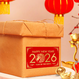 Chinesisches neues Jahr des Pferdes 2026 Rechteckiger Aufkleber