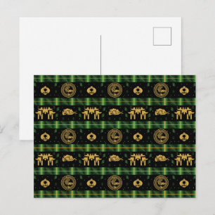 Chinesisches Neues Jahr des Tiger-Grüns-Musters Postkarte
