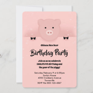 Chinesisches Neujahr 2019 Earth Pig Birthday Party Einladung