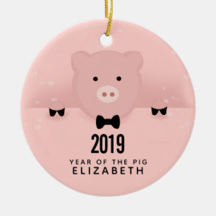 Chinesisches Neujahr 2019 Jahr des Schweins Keramik Ornament