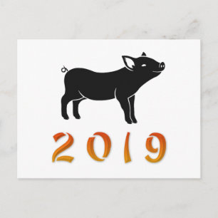 Chinesisches Neujahr 2019 Schweinefleisch Feiertagspostkarte