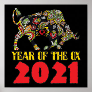 Chinesisches Neujahr 2021 - Jahr des OX Poster