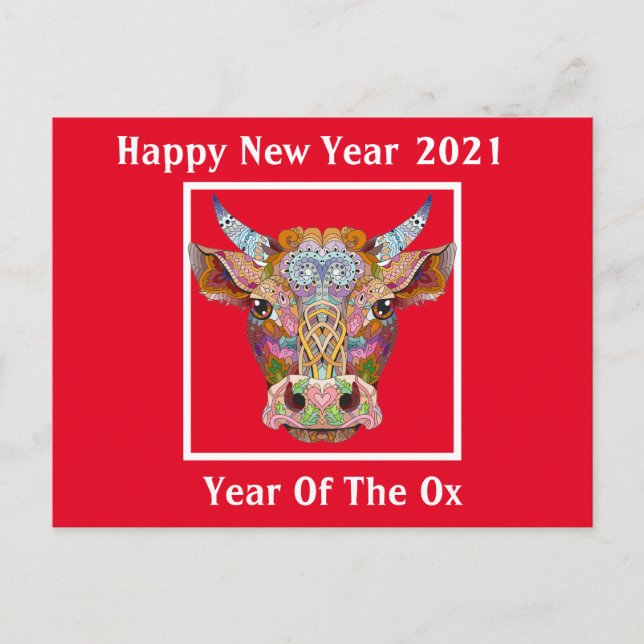 Chinesisches Neujahr 2021 Postkarte (Vorderseite)