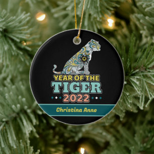 Chinesisches Neujahr 2022 - Weiße Tiger Keramik Or Ornament