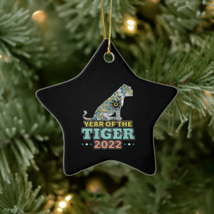 Chinesisches Neujahr 2022 - Weißer Tiger Keramik Ornament
