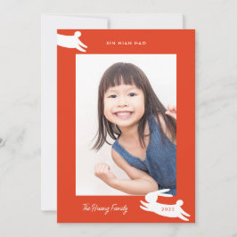 Chinesisches Neujahr 2023 Kaninchen-Foto Feiertagskarte