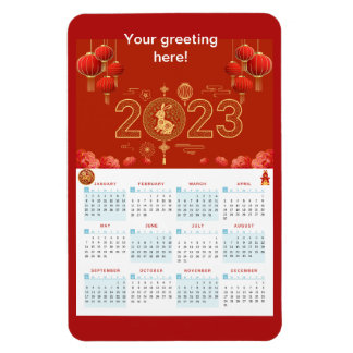 Chinesisches Neujahr 2023 Rabbit Kalender Card Mag Magnet