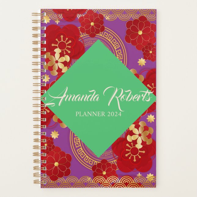 Chinesisches Neujahr 2024 Blume zum Plum-Blossom Planer (Vorderseite)