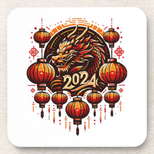 Chinesisches Neujahr 2024 Getränkeuntersetzer