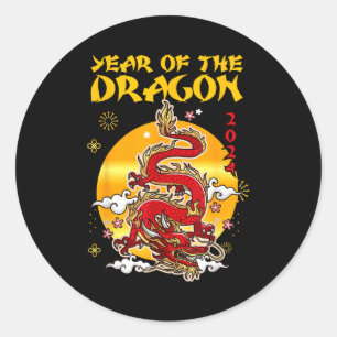 Chinesisches Neujahr 2024 Jahr des Drachen Lunar N Runder Aufkleber