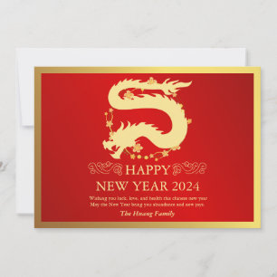 Chinesisches Neujahr 2024, Jahr des Drachen Red Ho Feiertagskarte