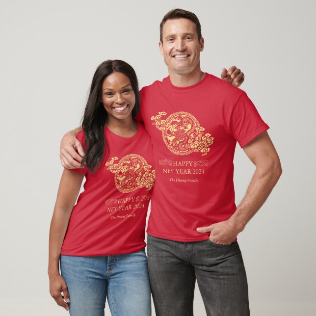 Chinesisches Neujahr 2024, Jahr des Drachen Red Ho T-Shirt (Unisex)