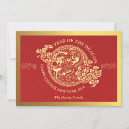 Chinesisches Neujahr 2024, Jahr des Drachenrotes Feiertagskarte