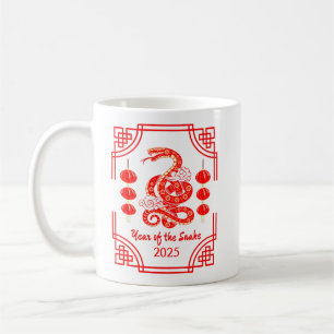 Chinesisches Neujahr 2025 Die Snake Lantern Ecken Kaffeetasse