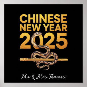 Chinesisches Neujahr 2025 Jahr der Schlange feiern Poster