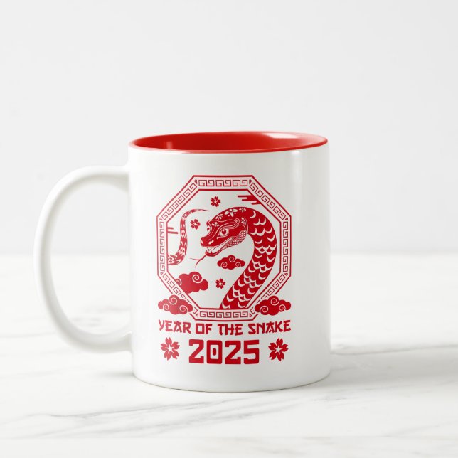 Chinesisches Neujahr 2025 Jahr der Schlange Zweifarbige Tasse (Links)