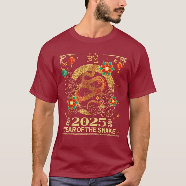 Chinesisches Neujahr 2025 Zodiaka Jahr der Schlang T-Shirt (Vorderseite)