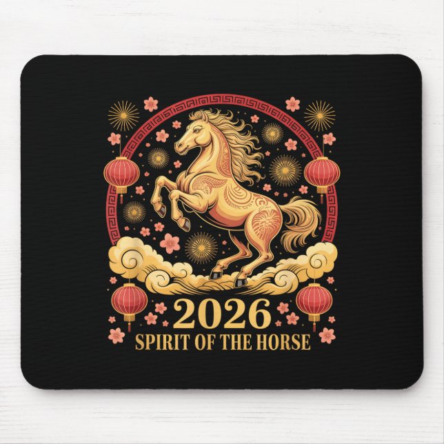 Chinesisches Neujahr 2026 Geist des Pferdes Lady F Mousepad (Vorne)