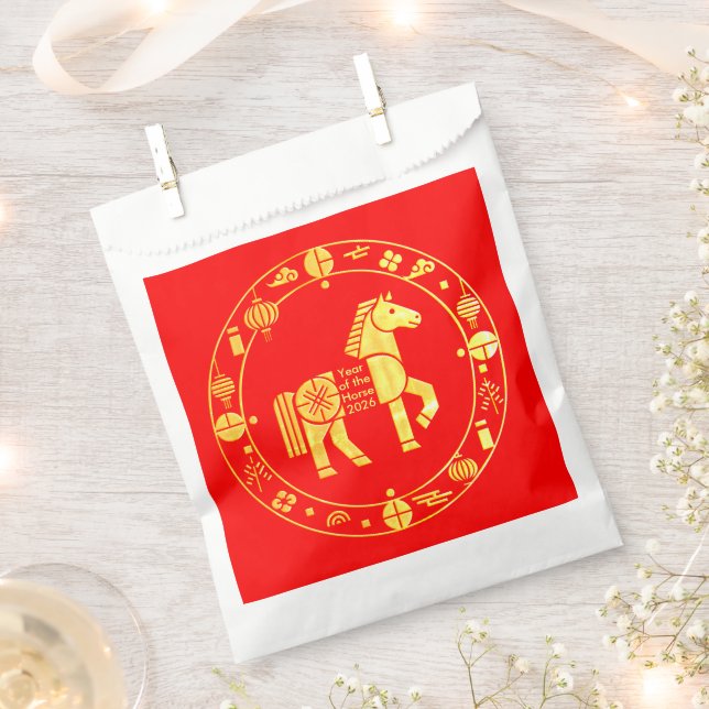 Chinesisches Neujahr 2026 in Gold Geschenktütchen (Ausgeschnitten)