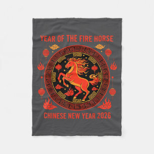 Chinesisches Neujahr 2026 Jahr des Feuerpferdes Fleecedecke