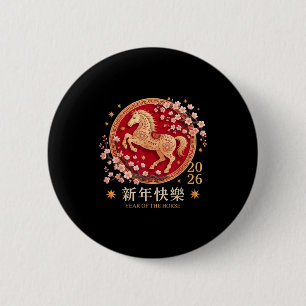 Chinesisches Neujahr 2026 Jahr des Pferdes 2026 Button