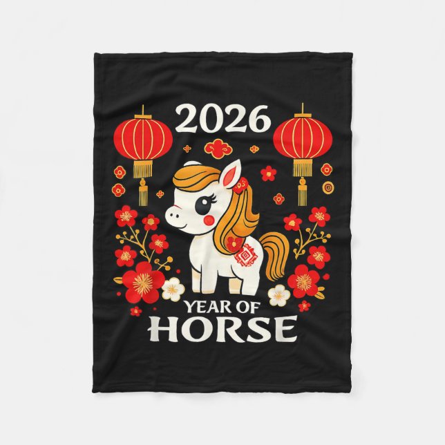 Chinesisches Neujahr 2026 Jahr des Pferdes 2026 Fleecedecke (Vorderseite)