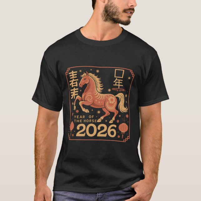 Chinesisches Neujahr 2026 Jahr des Pferdes 2026 T-Shirt (Vorderseite)