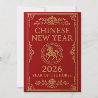 Chinesisches Neujahr 2026 - Jahr des Pferdes Feiertagskarte