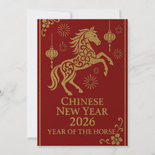 Chinesisches Neujahr 2026 - Jahr des Pferdes Feiertagskarte