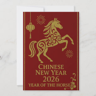 Chinesisches Neujahr 2026 - Jahr des Pferdes Feiertagskarte