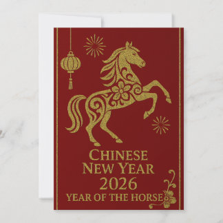 Chinesisches Neujahr 2026 - Jahr des Pferdes Feiertagskarte