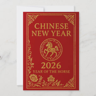 Chinesisches Neujahr 2026 - Jahr des Pferdes Feiertagskarte