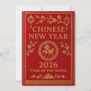 Chinesisches Neujahr 2026 - Jahr des Pferdes Feiertagskarte