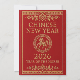 Chinesisches Neujahr 2026 - Jahr des Pferdes Feiertagskarte