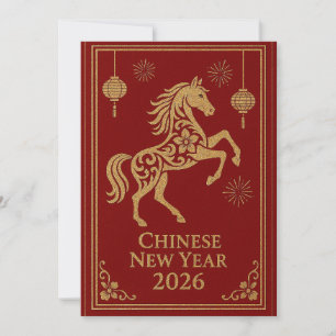 Chinesisches Neujahr 2026 - Jahr des Pferdes Feiertagskarte