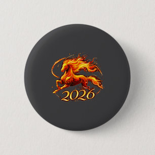 Chinesisches Neujahr 2026 Jahr des Pferdes Feuerpf Button