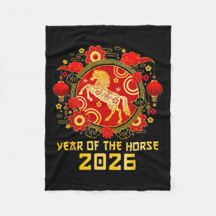 Chinesisches Neujahr 2026 Jahr des Pferdes Frohes Fleecedecke