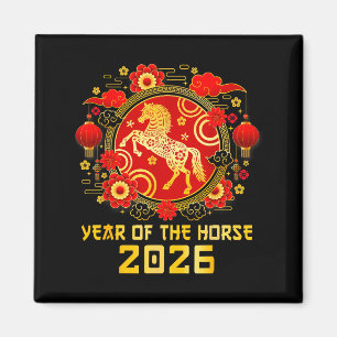 Chinesisches Neujahr 2026 Jahr des Pferdes Frohes Magnet