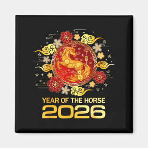 Chinesisches Neujahr 2026 Jahr des Pferdes Frohes  Magnet