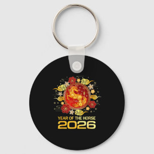 Chinesisches Neujahr 2026 Jahr des Pferdes Frohes Schlüsselanhänger