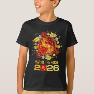Chinesisches Neujahr 2026 Jahr des Pferdes Frohes T-Shirt
