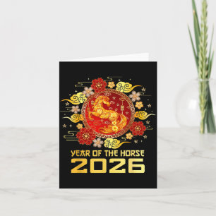Chinesisches Neujahr 2026 Jahr des Pferdes Karte