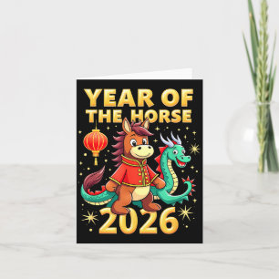 Chinesisches Neujahr 2026 Jahr des Pferdes Karte