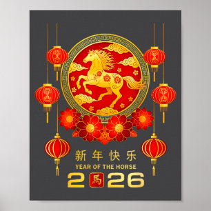 Chinesisches Neujahr 2026 Jahr des Pferdes Kinder Poster